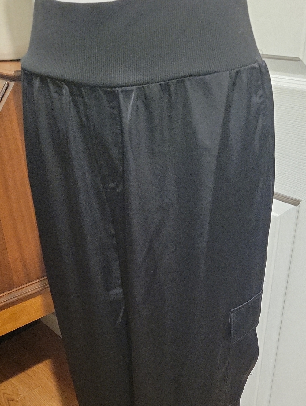 Nicole Miller Black Silky Soft Wide Leg Cargo Pants